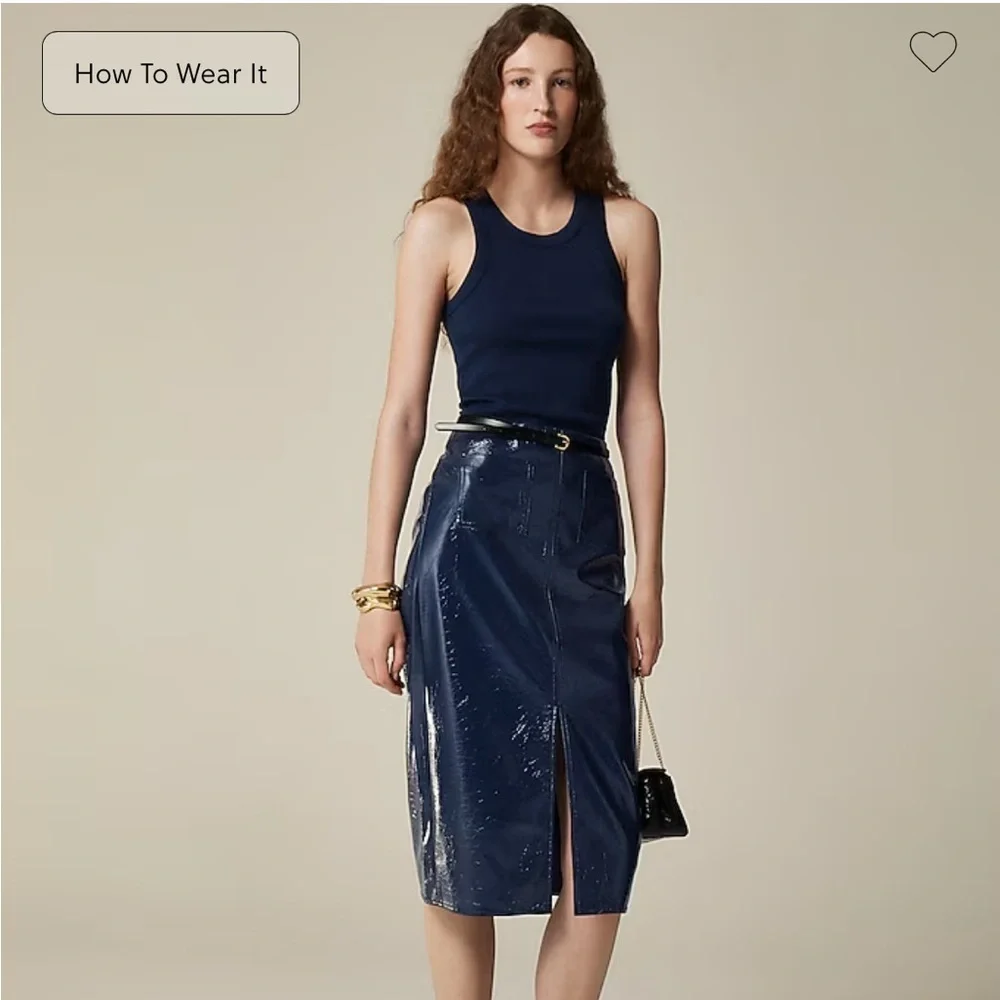 NWT J.Crew Perfect Fit High Neck Tank Top Navy Blue Womens Size XS